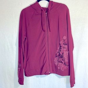 Burgundy Zip-Up Jacket, XL, with Velvet Detail